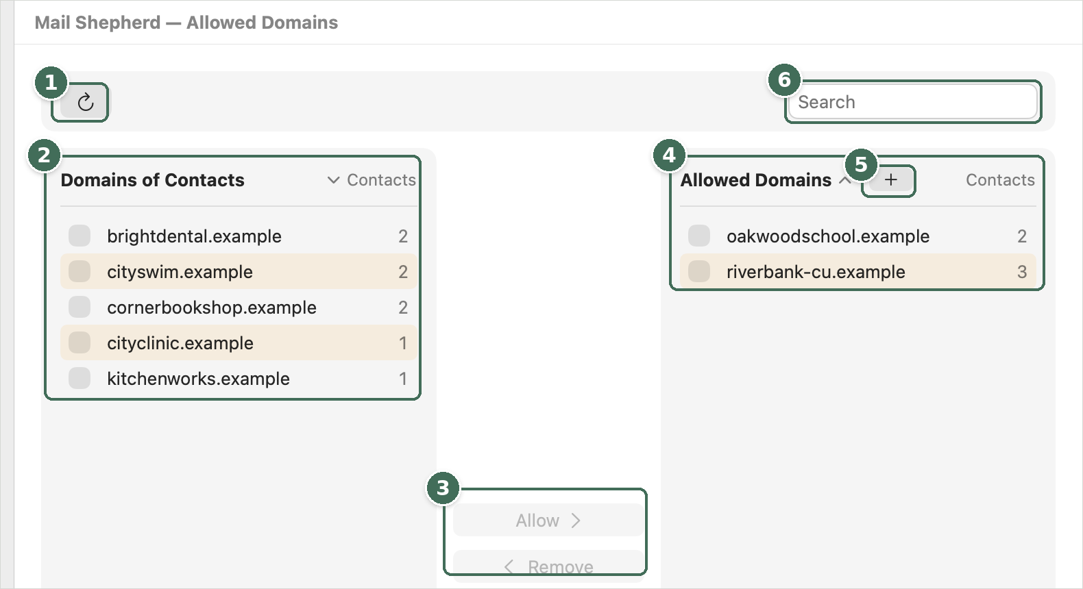 The Allowed Domains page