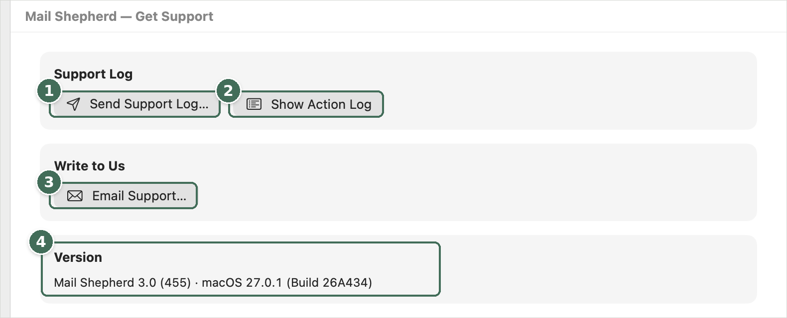 The Get Support page