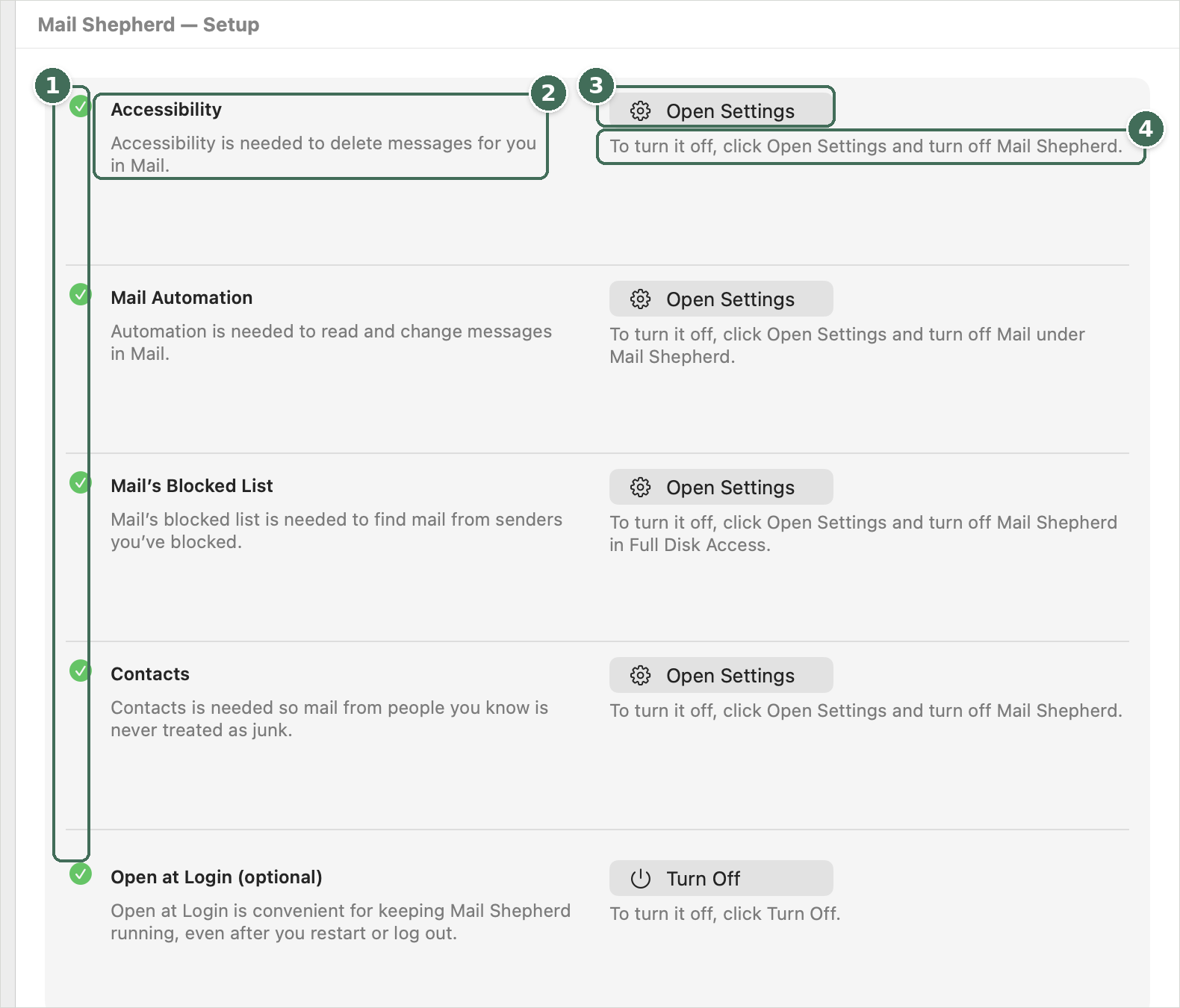 The Setup page with everything ready